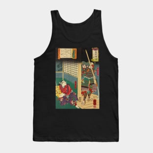 Young Samurai Fighting Intruder - Antique Japanese Ukiyo-e Woodblock Print Tank Top